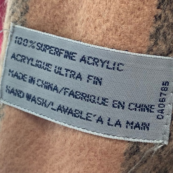 100% Superfine unisex acrylic tan/black and white stripe scarf. Used - Picture 8 of 8